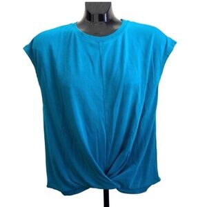 Time and Tru Teal-Blue Top with Twist Front